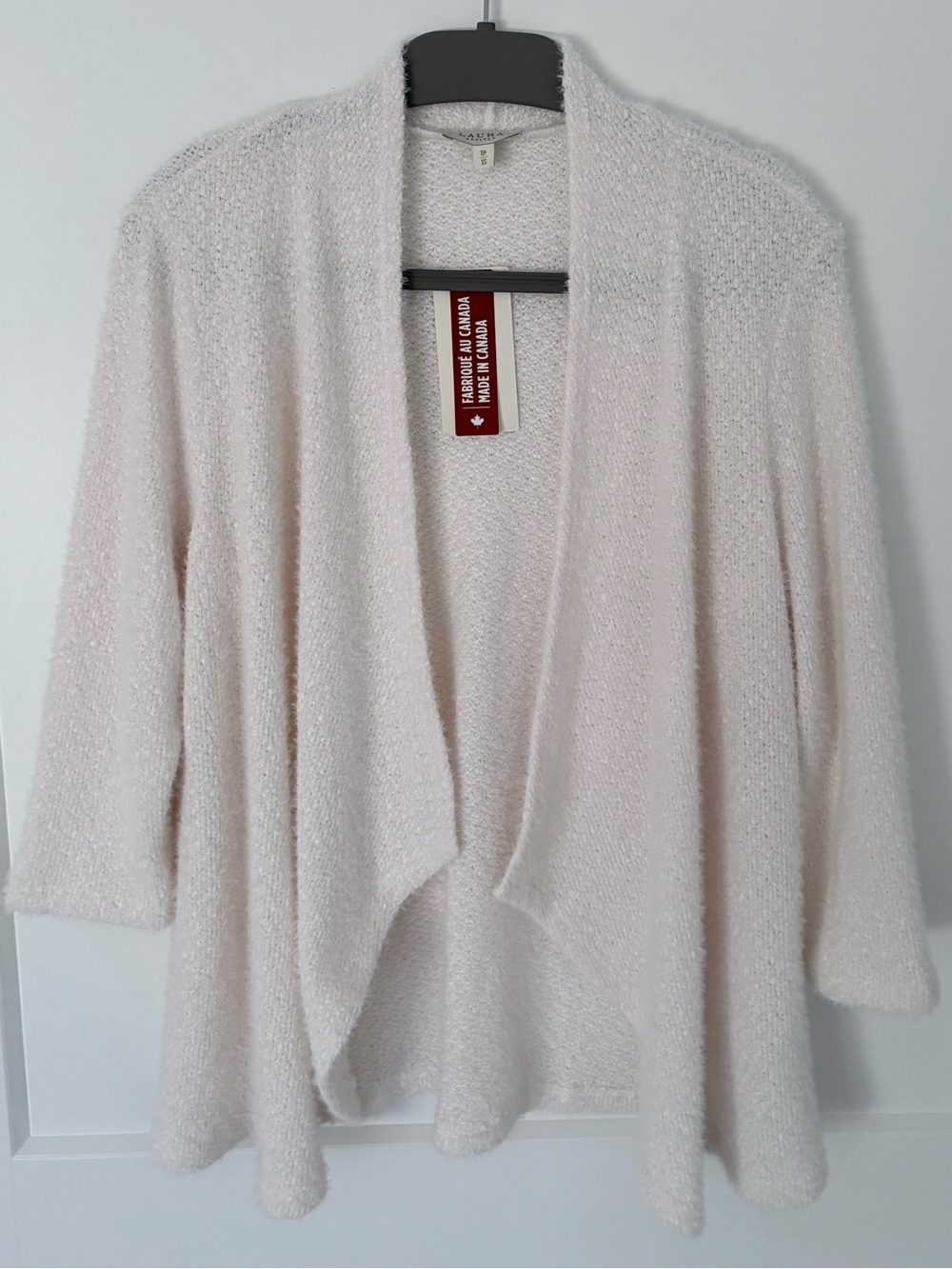 Laura Petites Fluffy Draped Waterfall Cardigan - Pale Blush / XS